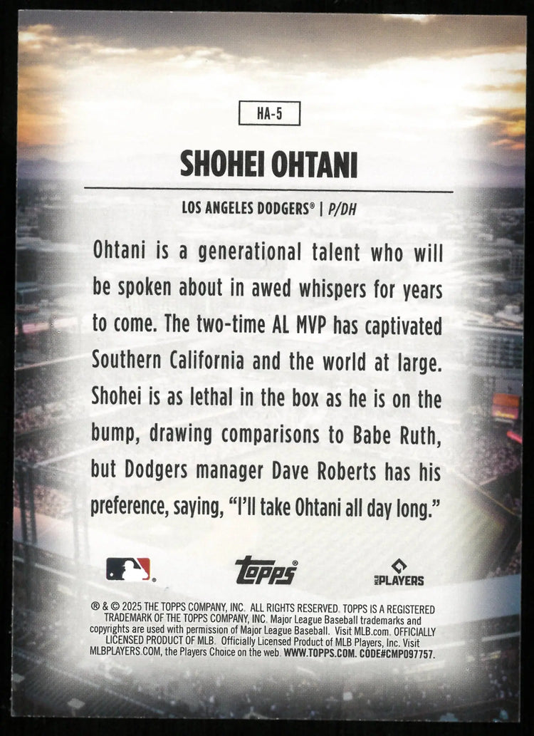 2025 Topps Baseball Shohei Ohtani Home Field Advantage SP 