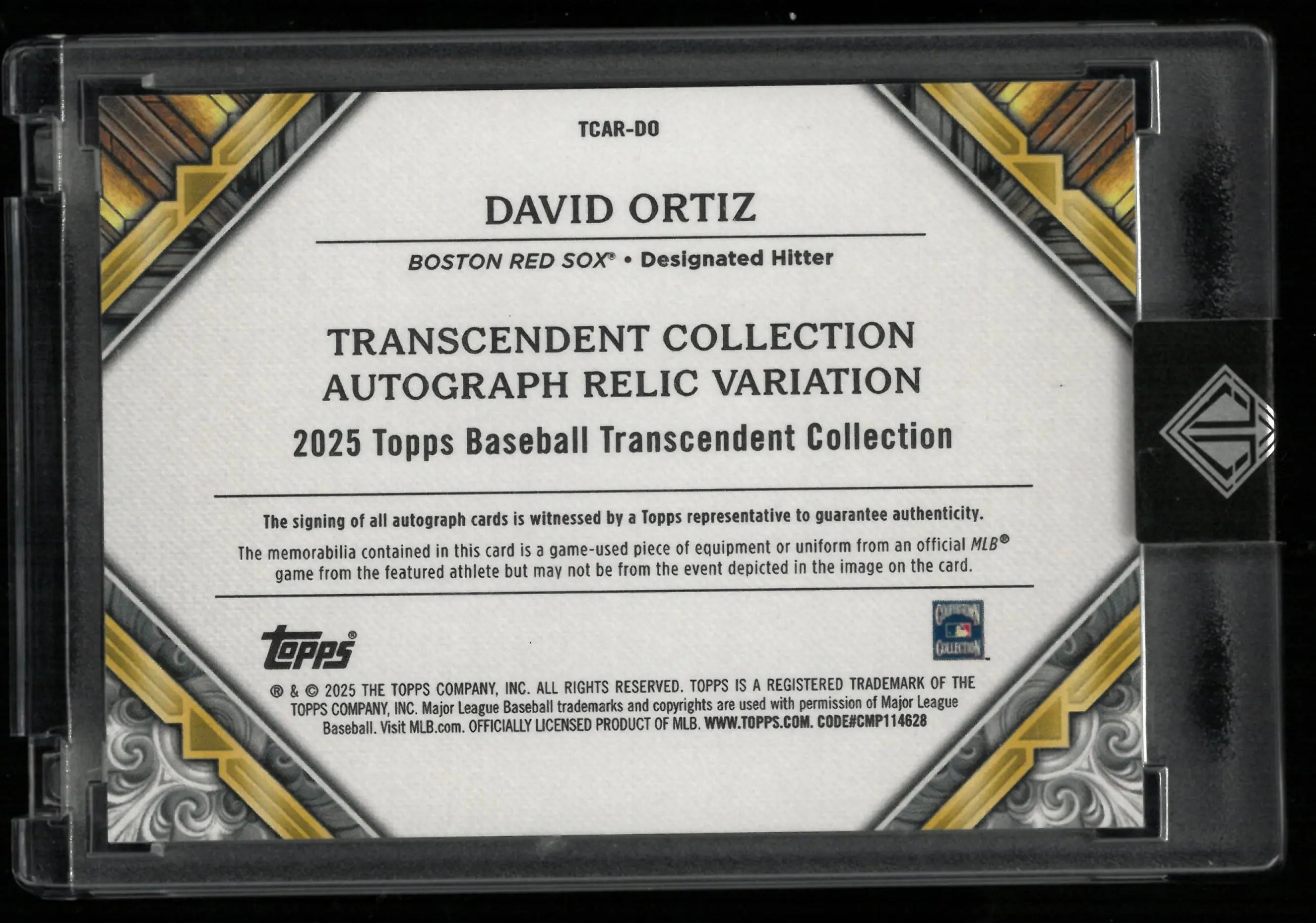 2025 Topps Baseball Transcendent Autograph Patch David Ortiz Auto Blue /10 