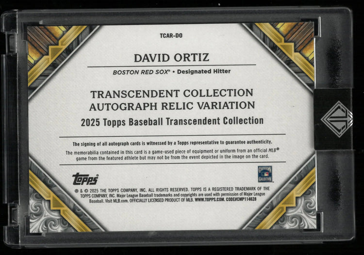 2025 Topps Baseball Transcendent Autograph Patch David Ortiz Auto Blue /10 