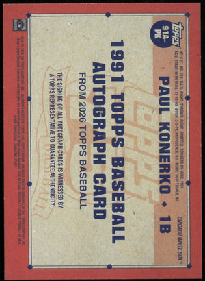 2025 Topps Baseball '91 Paul Konerko Gold 75 Years Auto /50 