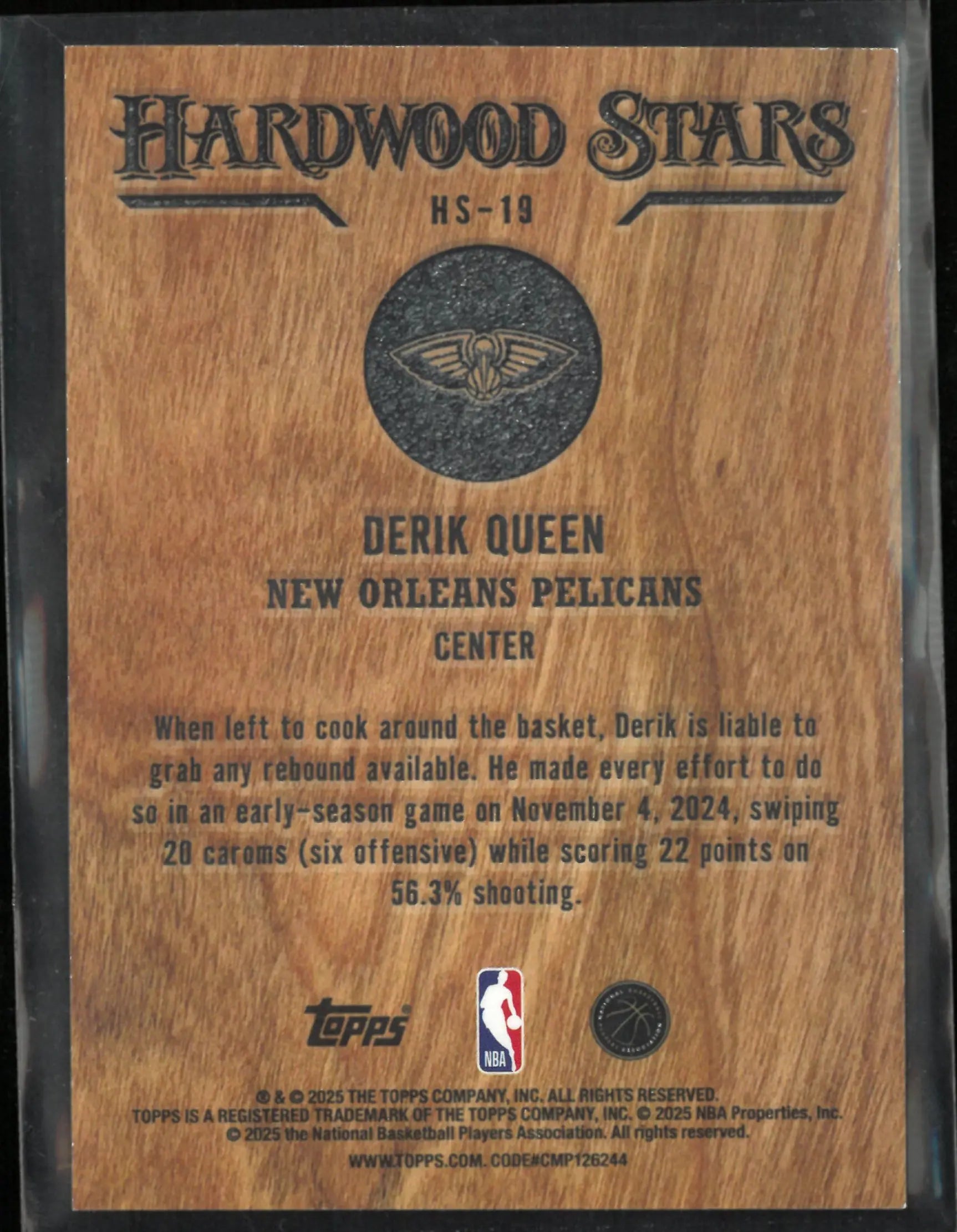 2025 Topps Basketball Hardwood Stars Derick Queen 
