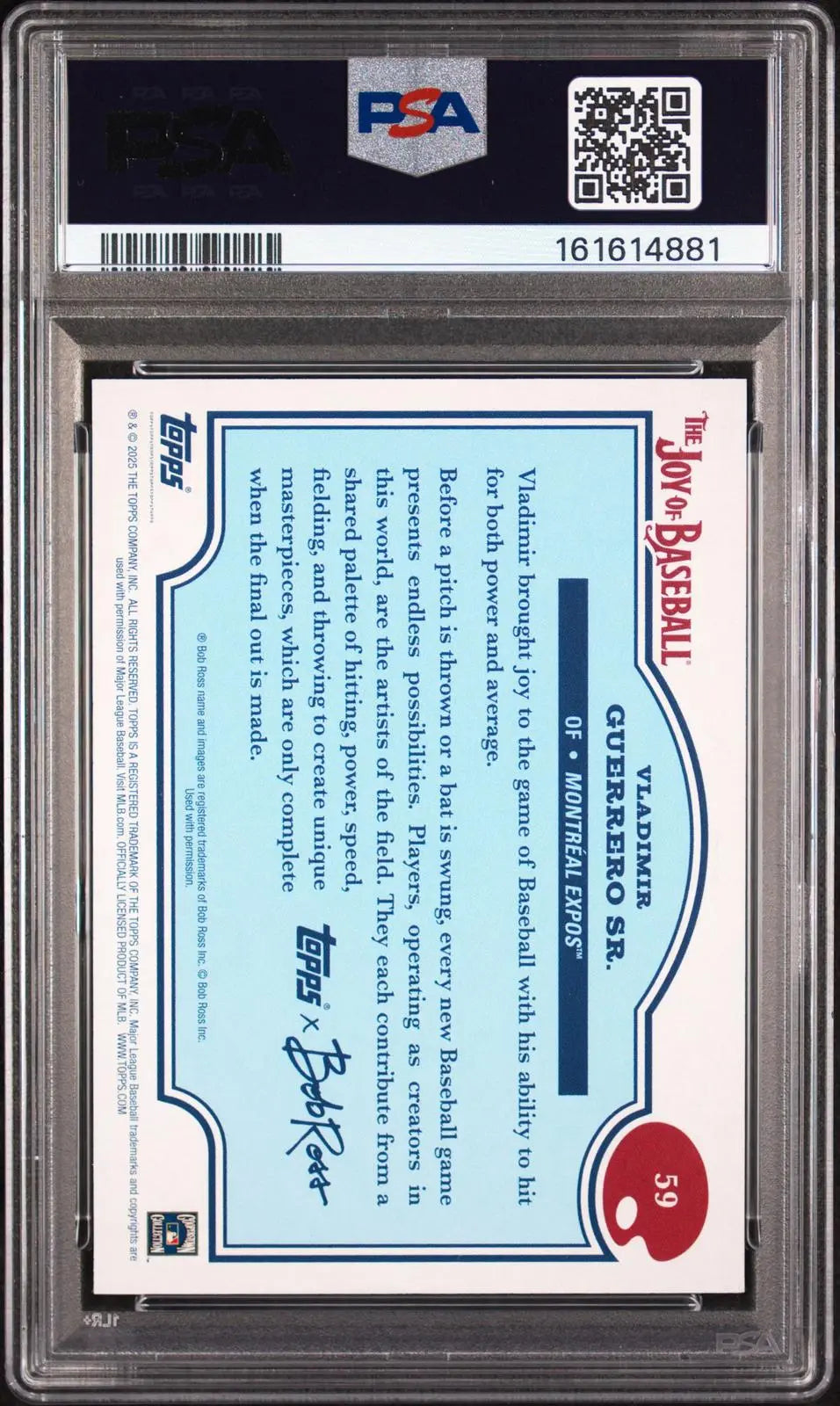 2025 Topps Bob Ross Joy Of Baseball Vladimir Guerrero Sr Prussian Blue /50 PSA 8 