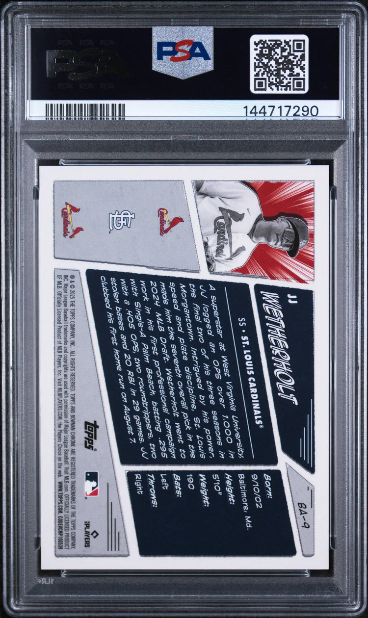 2025 Topps Bowman Anime JJ Wetherholt PSA 10 