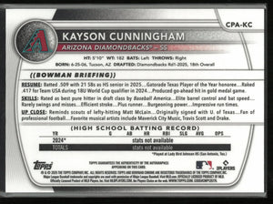 2025 Topps Bowman Chrome 1st Prospect Auto Kayson Cunningham #CPA-KC 