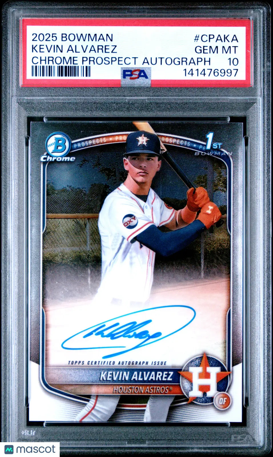 2025 Topps Bowman Chrome Prospect Autographs Kevin Alvarez Auto PSA 10 