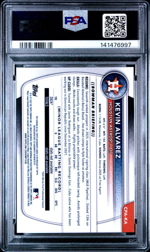 2025 Topps Bowman Chrome Prospect Autographs Kevin Alvarez Auto PSA 10 