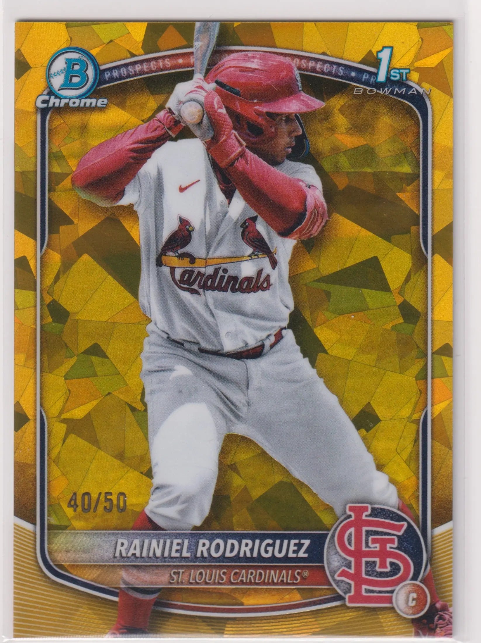2025 Topps Bowman Chrome Rainiel Rodriguez Gold Cracked Ice /50 