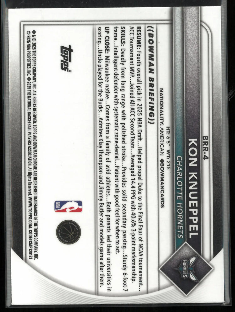 2025 Topps Bowman Chrome Rookie Kon Knueppel RC 