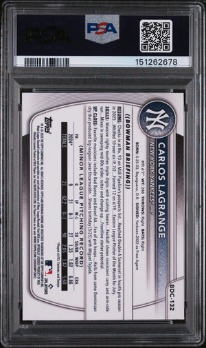 2025 Topps Bowman Draft Carlos Lagrange Chrome Green Grass Ref /99 PSA 9 