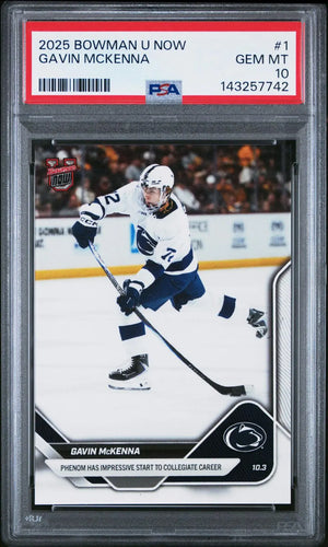 2025 Topps Bowman U Now Collegiate Debut Gavin McKenna PSA 10 