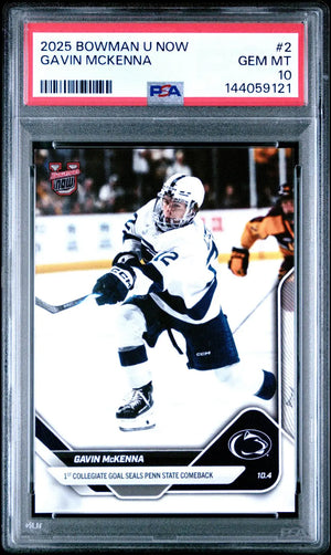 2025 Topps Bowman U Now First Collegiate Goal Gavin McKenna PSA 10 