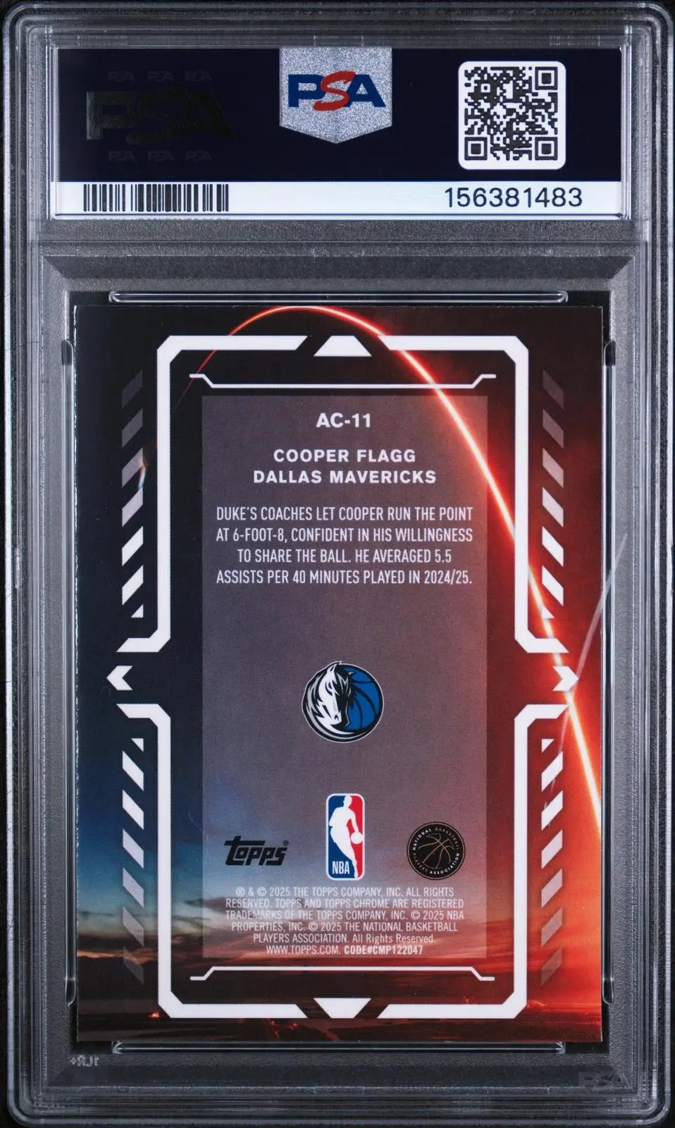 2025 Topps Chrome Activators Rookie Cooper Flagg RC PSA 9 