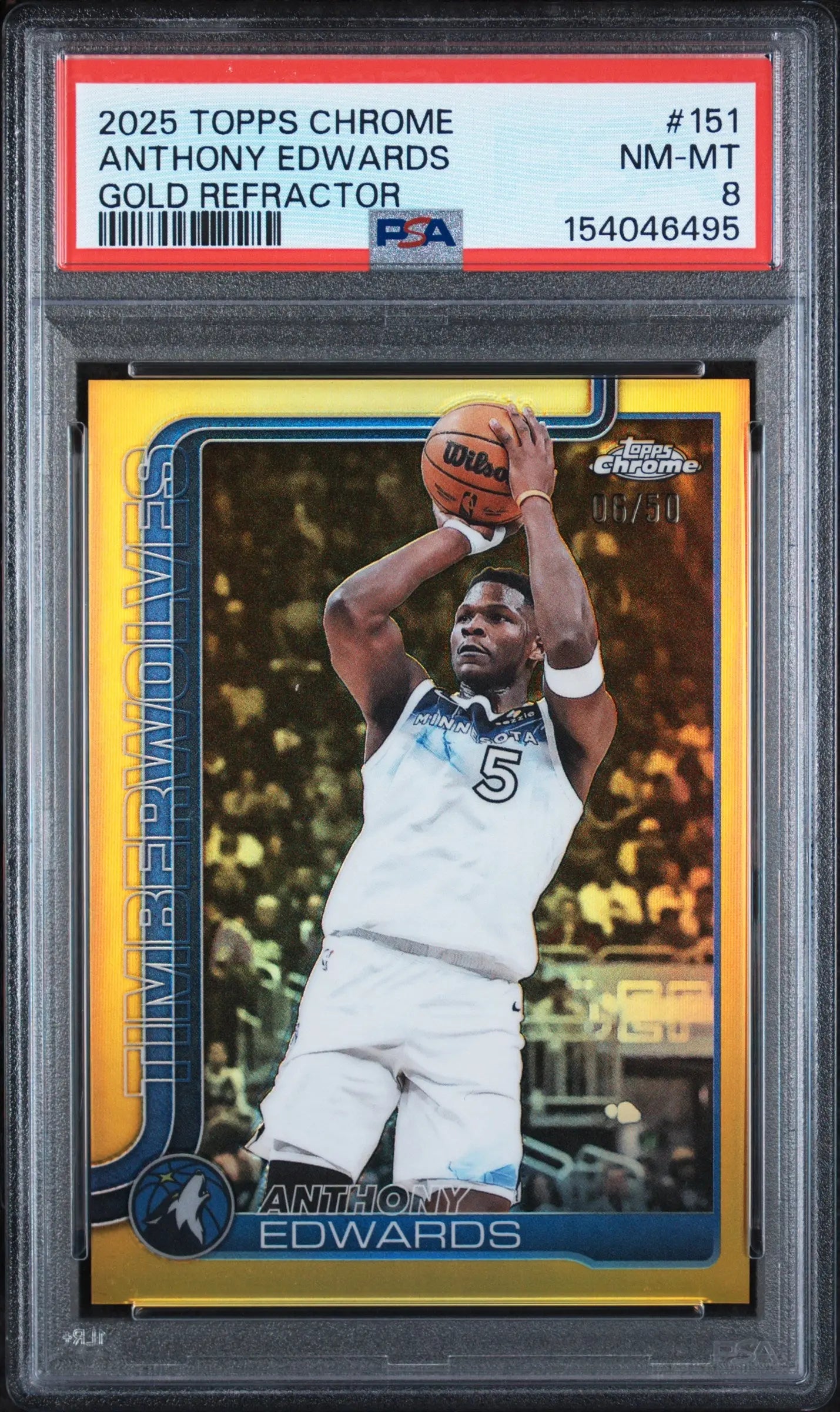 2025 Topps Chrome Anthony Edwards Gold Refractor /50 PSA 8 