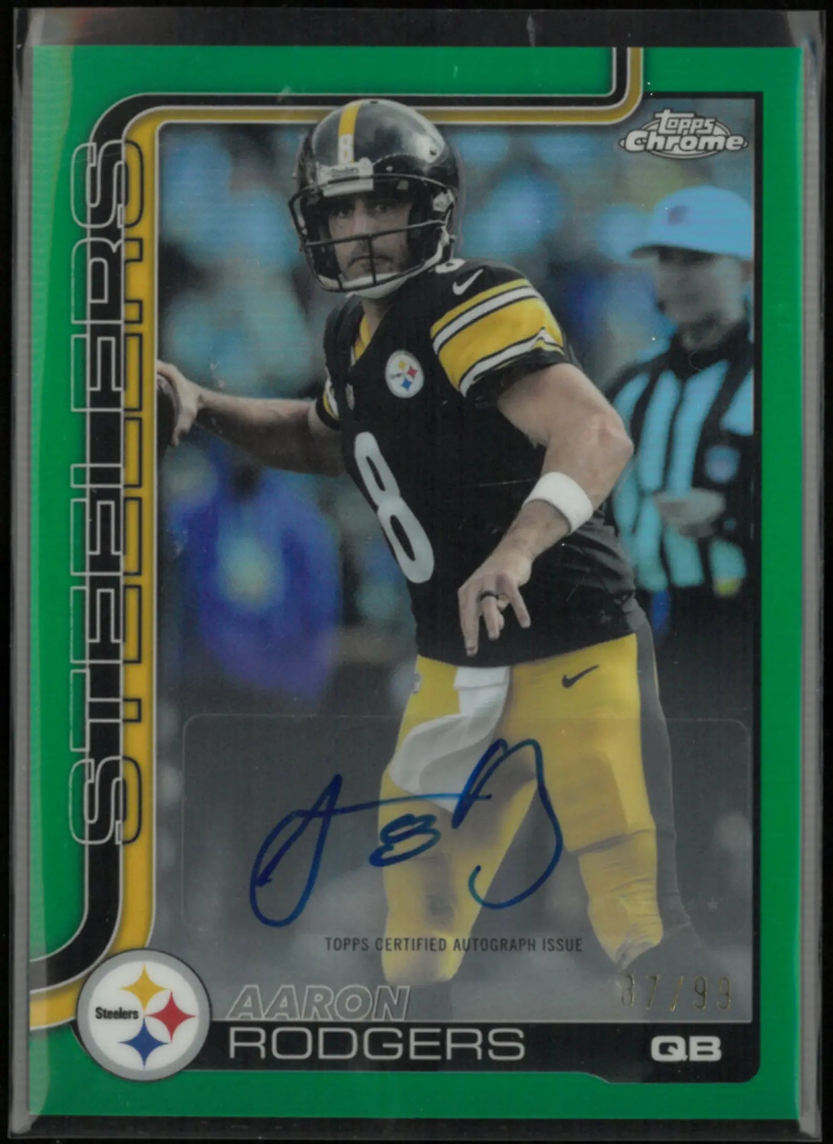 2025 Topps Chrome Autograph Aaron Rodgers Auto Green /99 