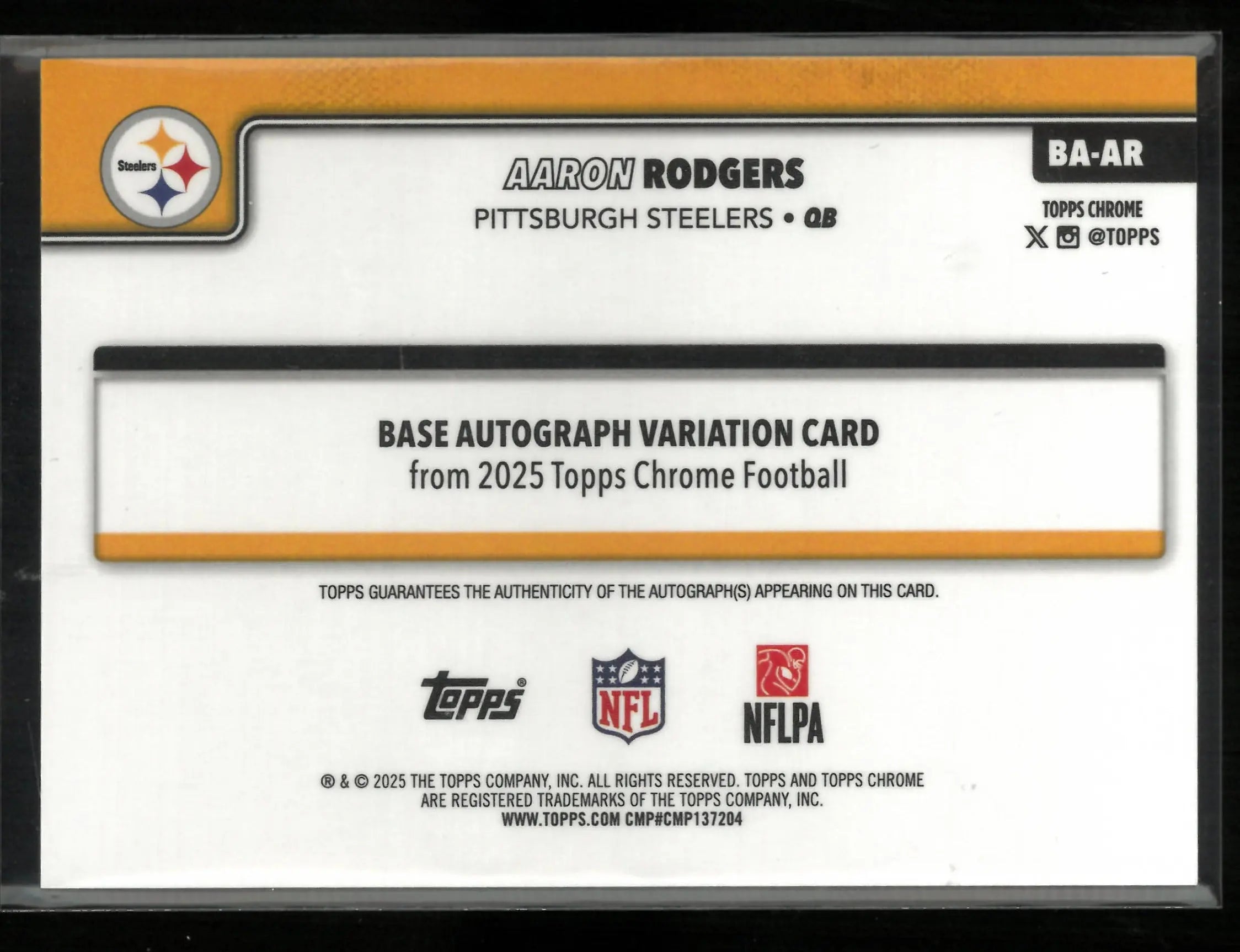 2025 Topps Chrome Autograph Aaron Rodgers Auto Green /99 