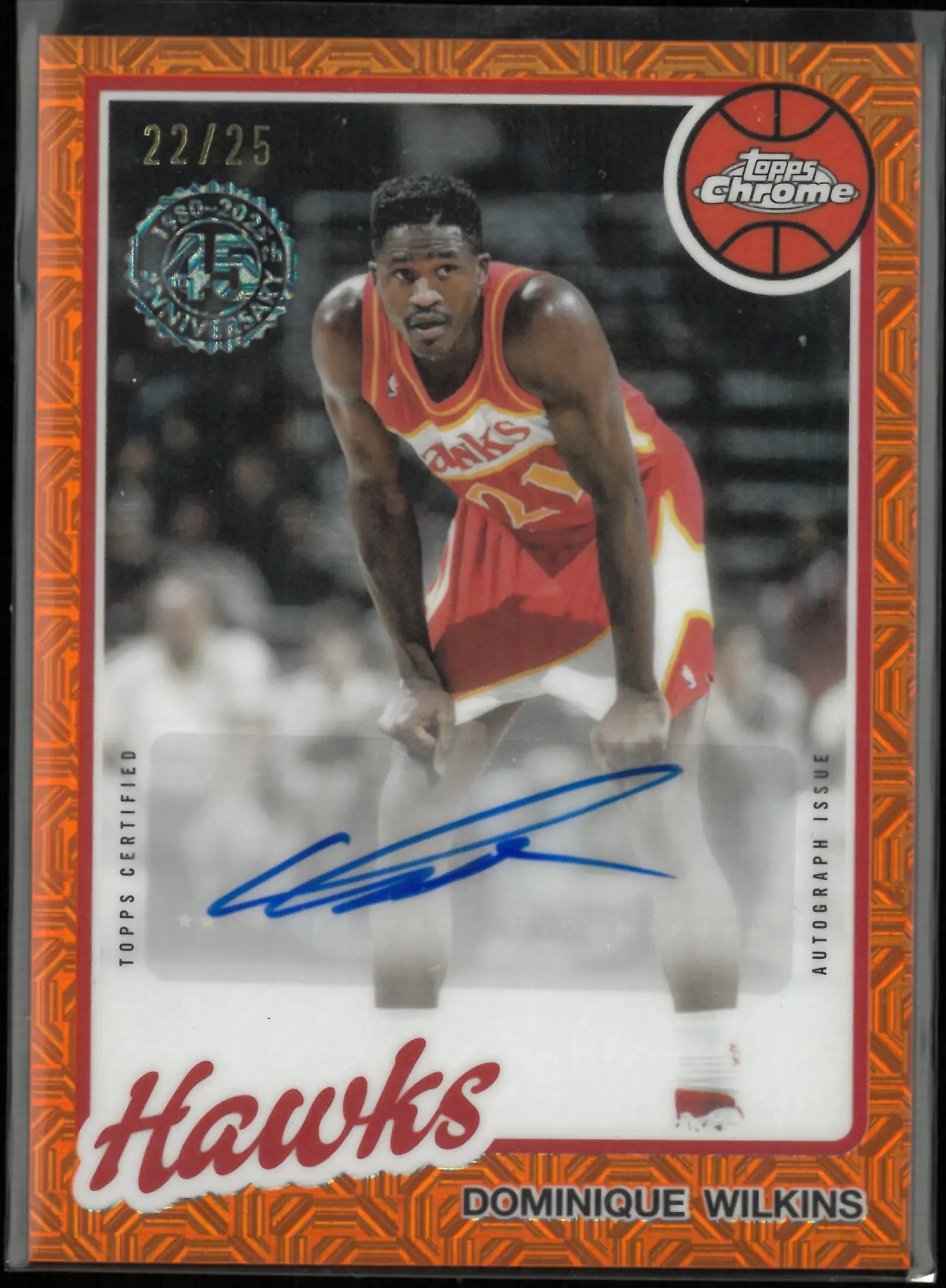 2025 Topps Chrome Autograph Dominique Wilkins Auto Orange Mojo /25 
