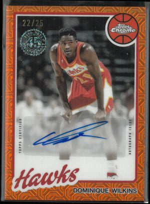 2025 Topps Chrome Autograph Dominique Wilkins Auto Orange Mojo /25 