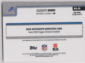 2025 Topps Chrome Autograph Jahmyr Gibbs Auto Purple /75 