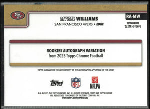 2025 Topps Chrome Autograph Mykel Williams Auto Gold Geometric /50 