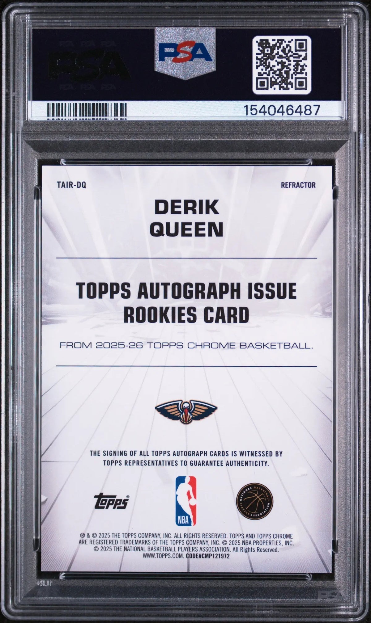 2025 Topps Chrome Autograph Rookies Derik Queen Auto Refractor RC PSA 10 