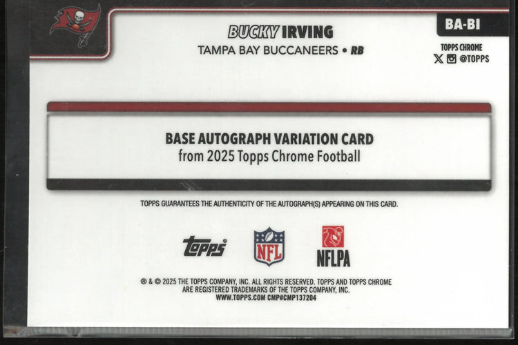 2025 Topps Chrome Base Autograph Variation Bucky Irving Auto Aqua /199 