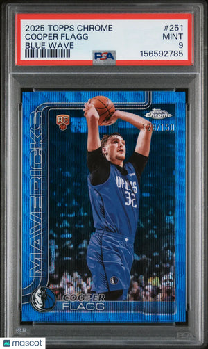 2025 Topps Chrome Basketball Cooper Flagg RC Rookie Blue Wave /150 PSA 9 