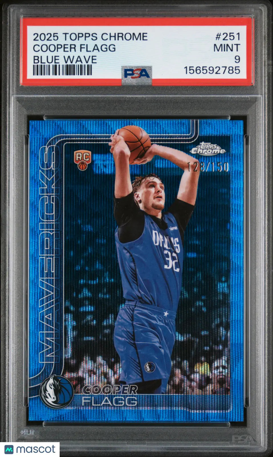 2025 Topps Chrome Basketball Cooper Flagg RC Rookie Blue Wave /150 PSA 9 