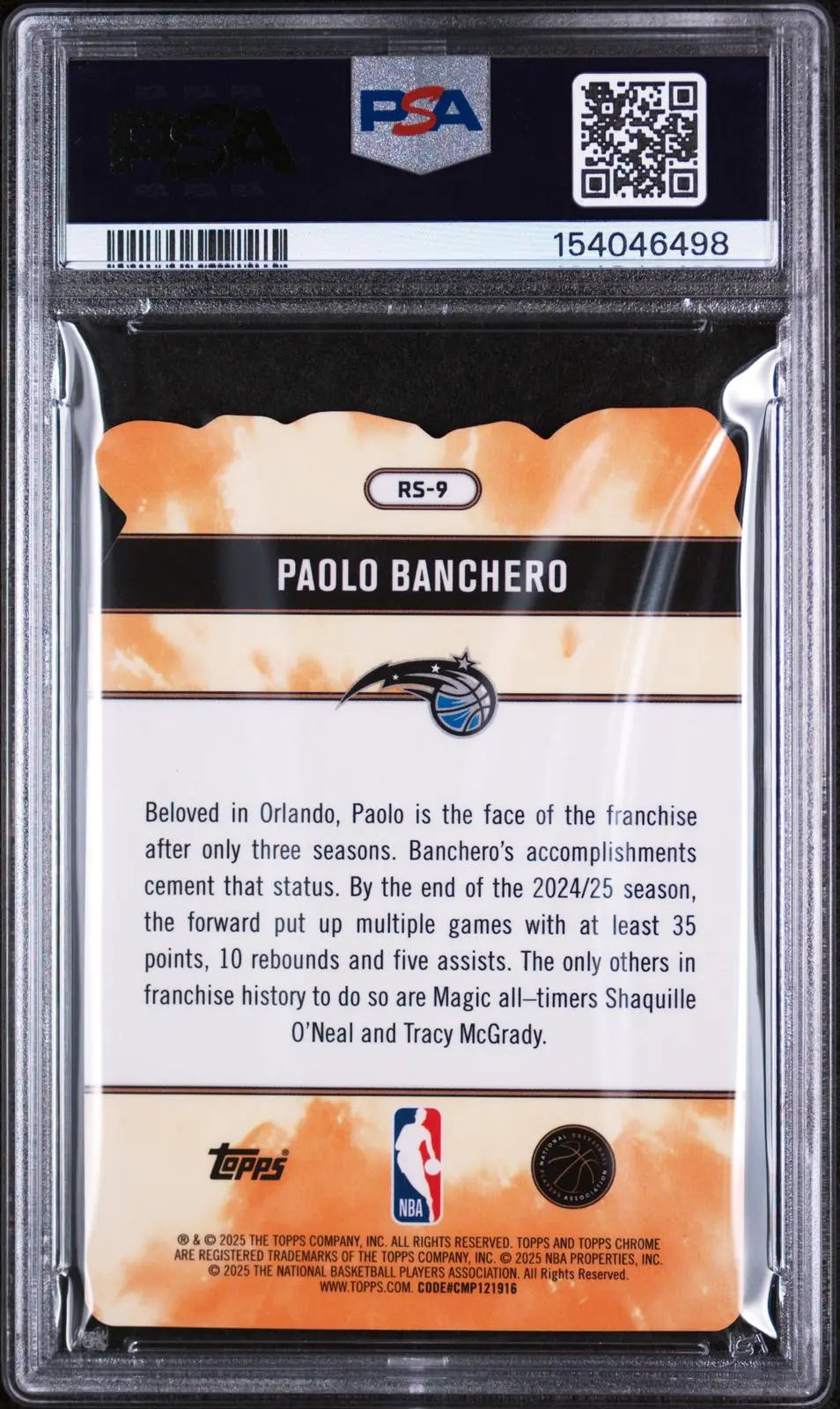 2025 Topps Chrome Basketball Rock Stars Paolo Banchero Die Cut PSA 10 