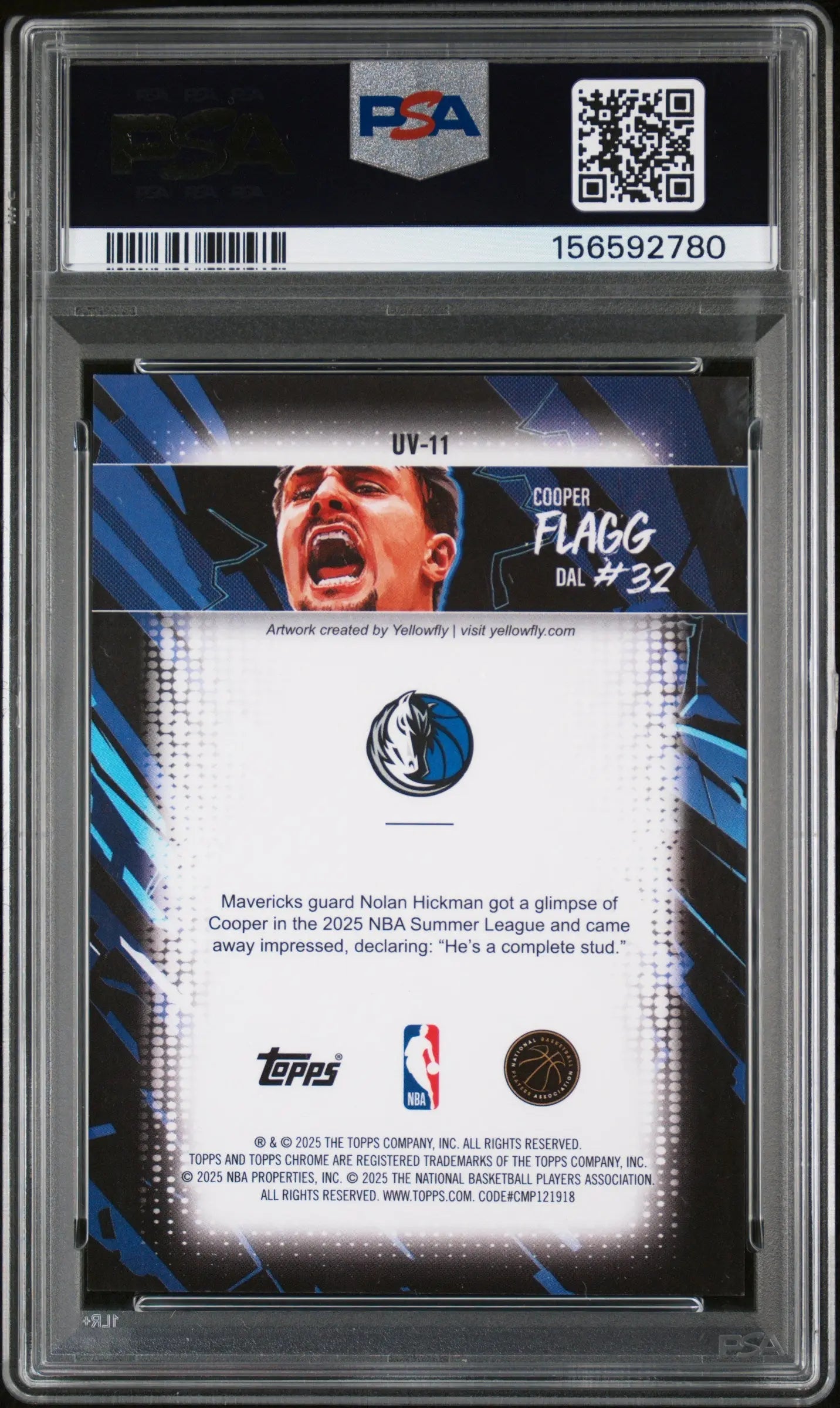 2025 Topps Chrome Basketball Ultra Violet Cooper Flagg RC Rookie PSA 9 