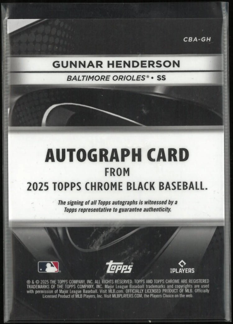2025 Topps Chrome Black Autograph Gunnar Henderson Auto Blue /150 