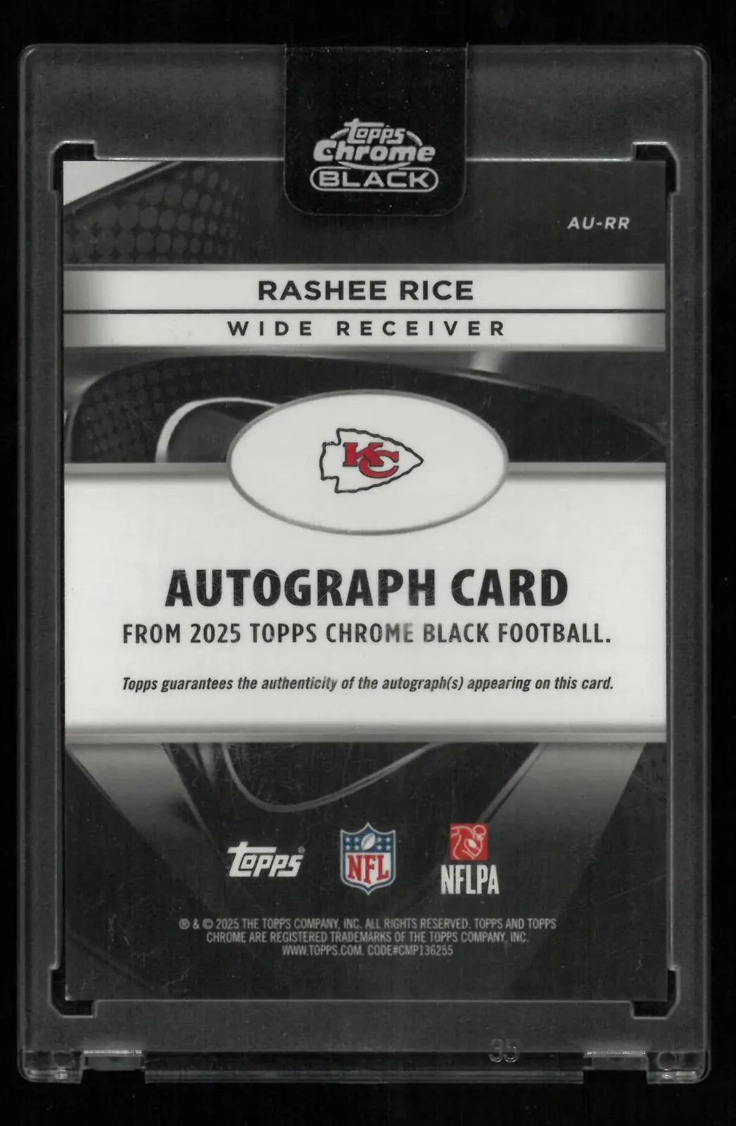 2025 Topps Chrome Black Autograph Rashee Rice Auto Blue /150 