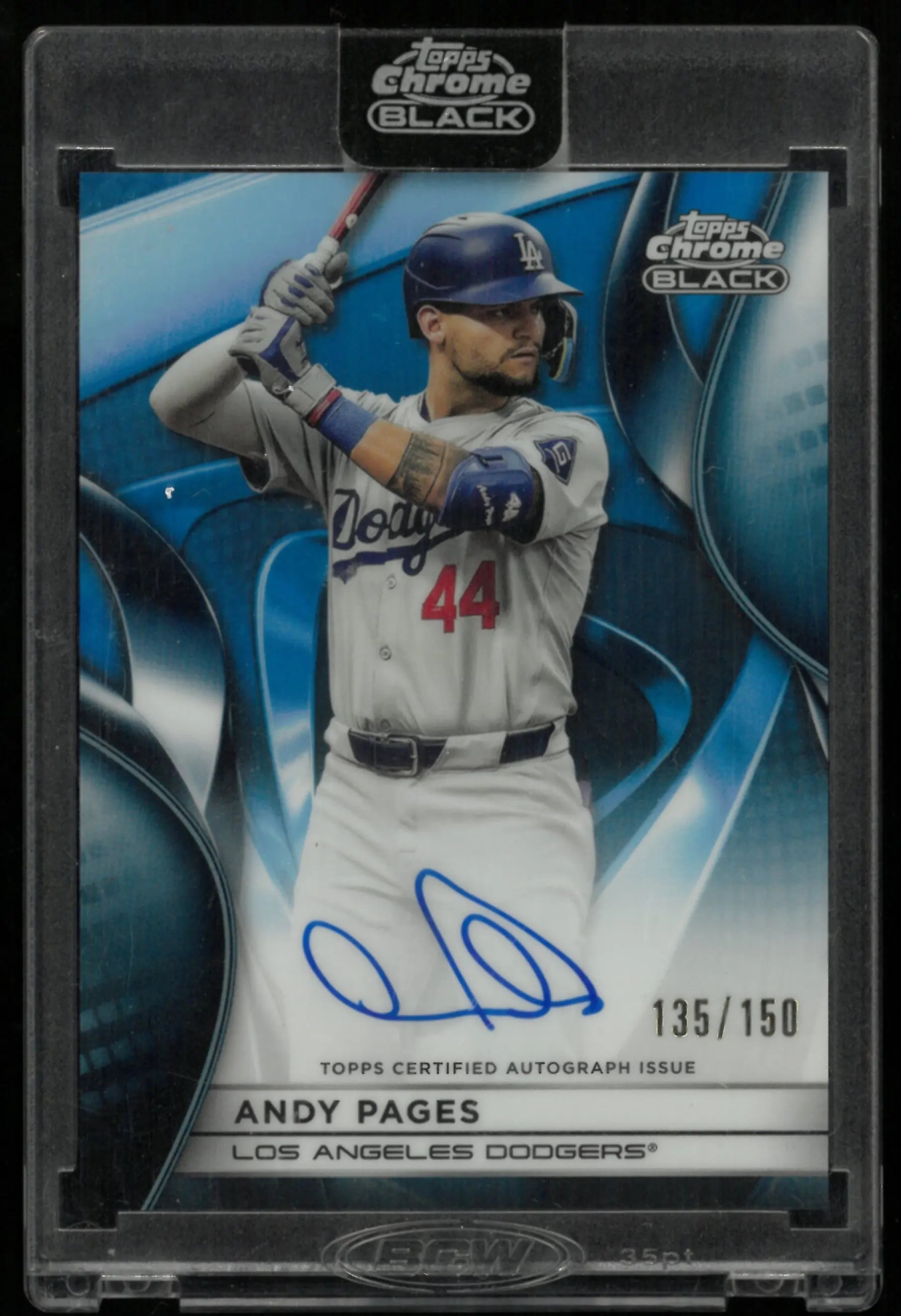 2025 Topps Chrome Black Baseball Andy Pages Blue Auto