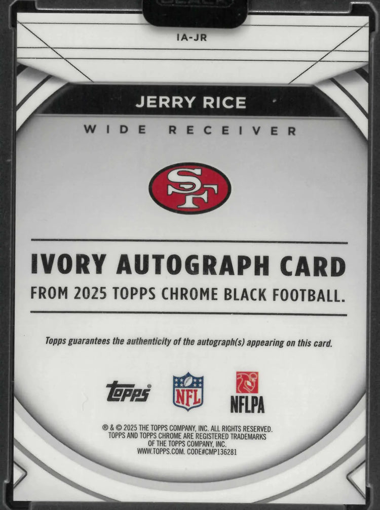 2025 Topps Chrome Black Ivory Autograph Jerry Rice Auto orange /25 
