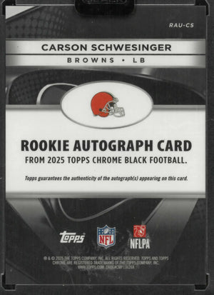 2025 Topps Chrome Black Rookie Auto Carson Schwesinger Gold Mini Diamonds /50 RC 