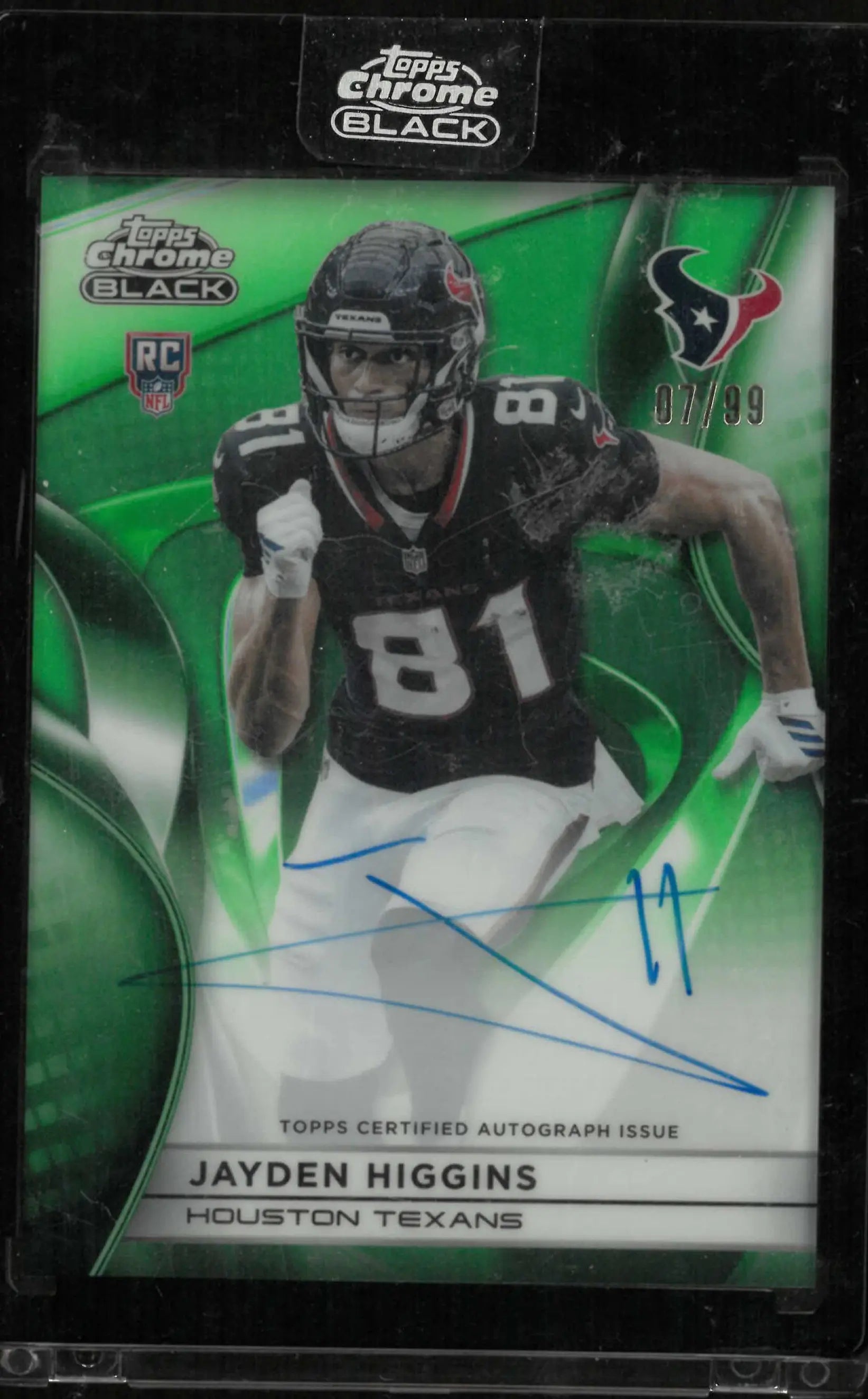 2025 Topps Chrome Black Rookie Autograph Jayden Higgins Auto Green /99 RC 