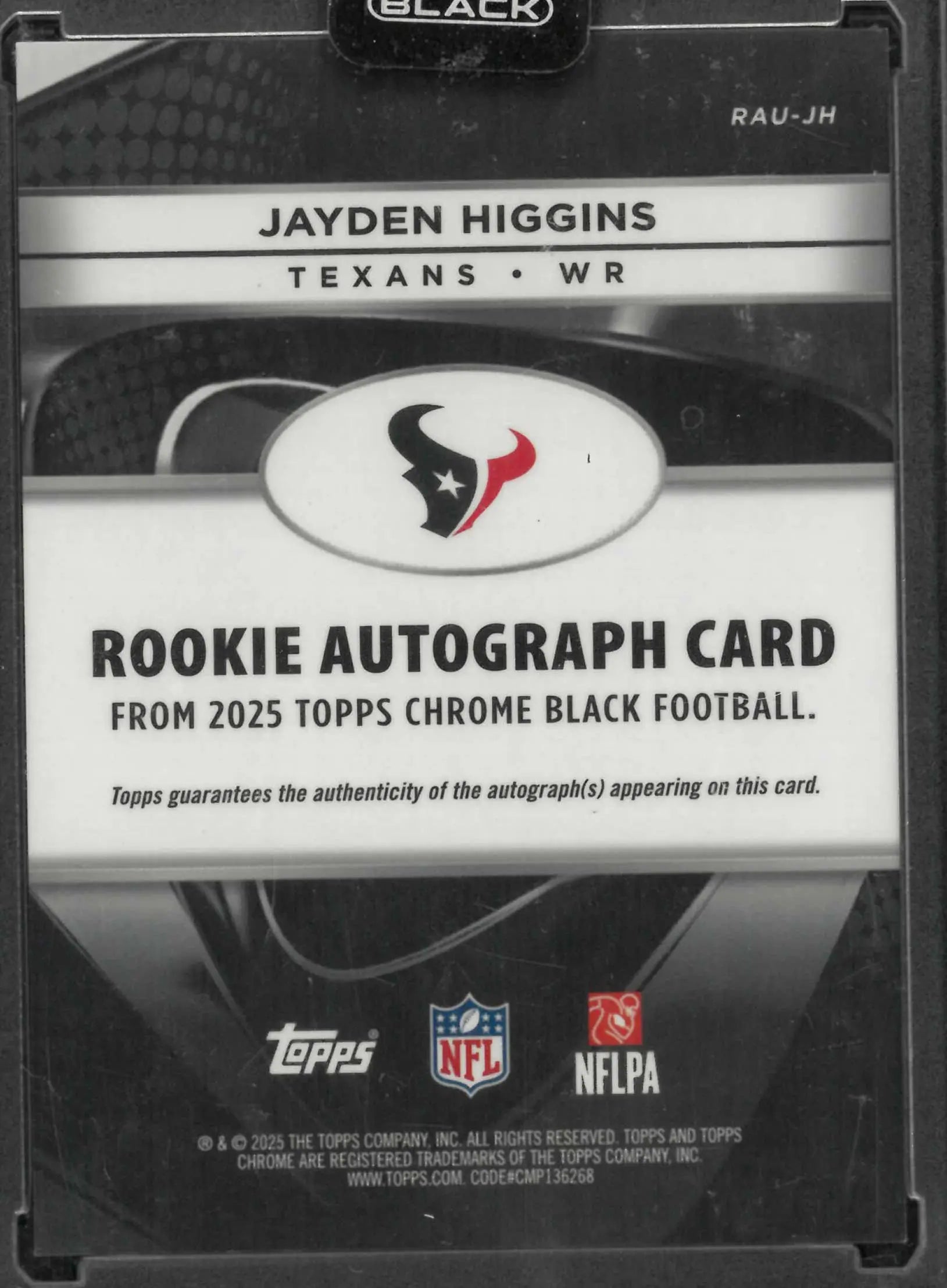 2025 Topps Chrome Black Rookie Autograph Jayden Higgins Auto Green /99 RC 