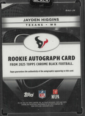 2025 Topps Chrome Black Rookie Autograph Jayden Higgins Auto Green /99 RC 