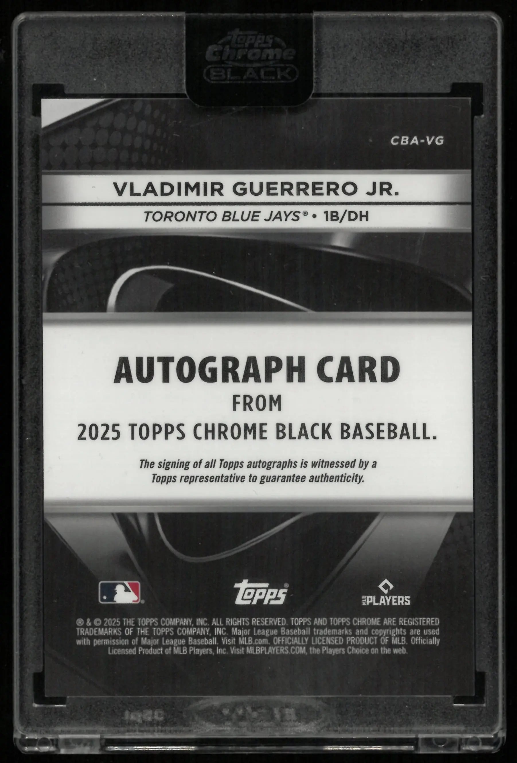 2025 Topps Chrome Black Vladimir Guerrero JR Orange Auto /25