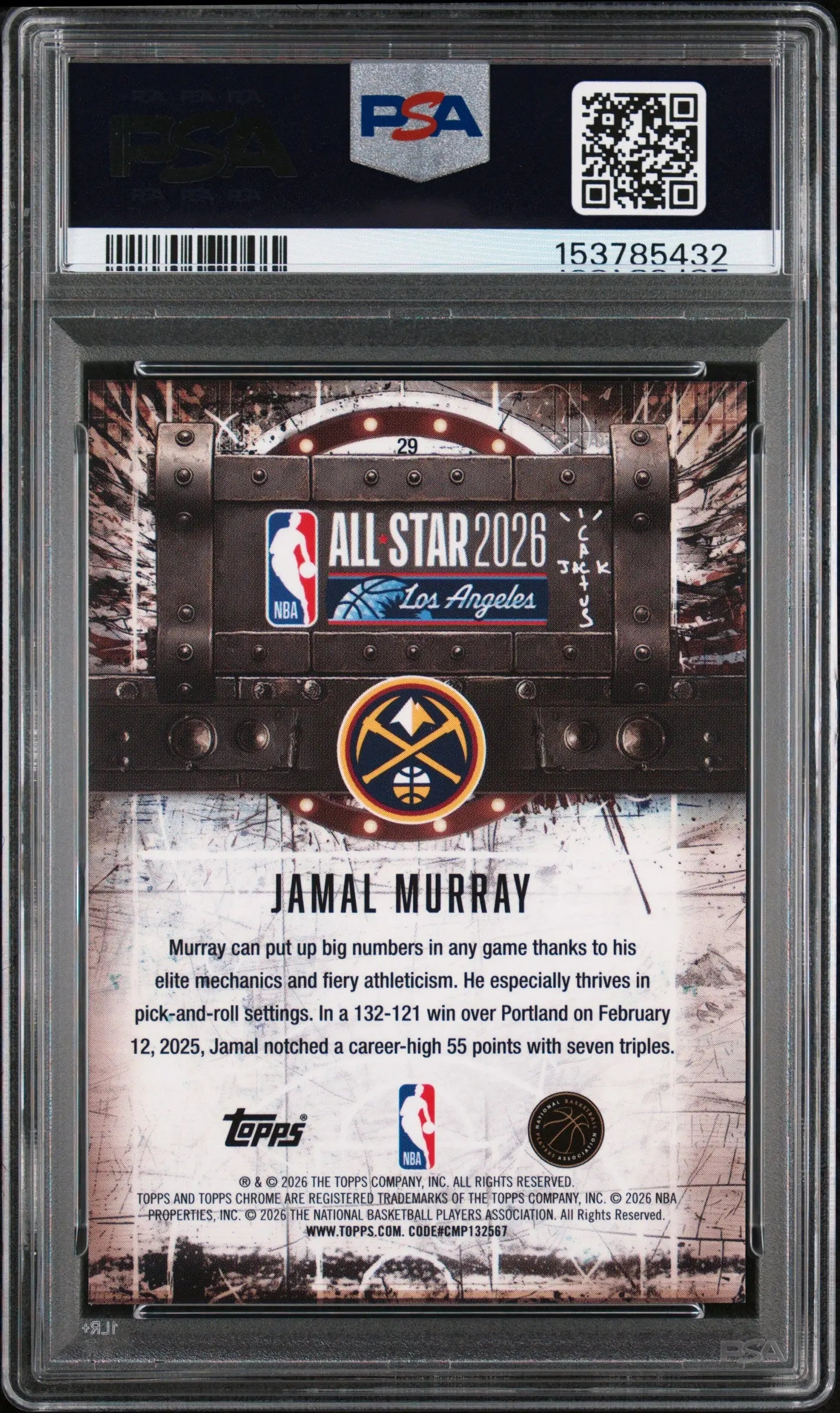 2025 Topps Chrome Cactus Jack X NBA All-Star Jamal Murray Orange Ref. /50 PSA 10 