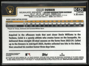 2025 Topps Chrome Caleb Durbin Autograph Rookie Blue 60/150 