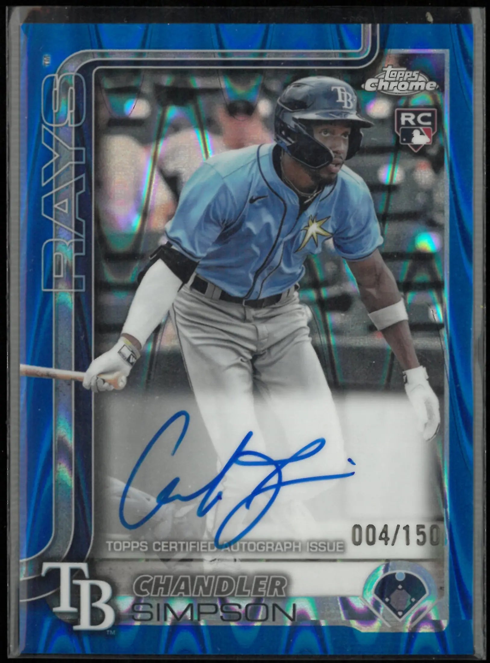 2025 Topps Chrome Chandler Simpson Autograph Blue Raywave RC Rookie /150 