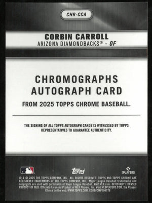 2025 Topps Chrome Chromographs Corbin Carrol Autograph /10 