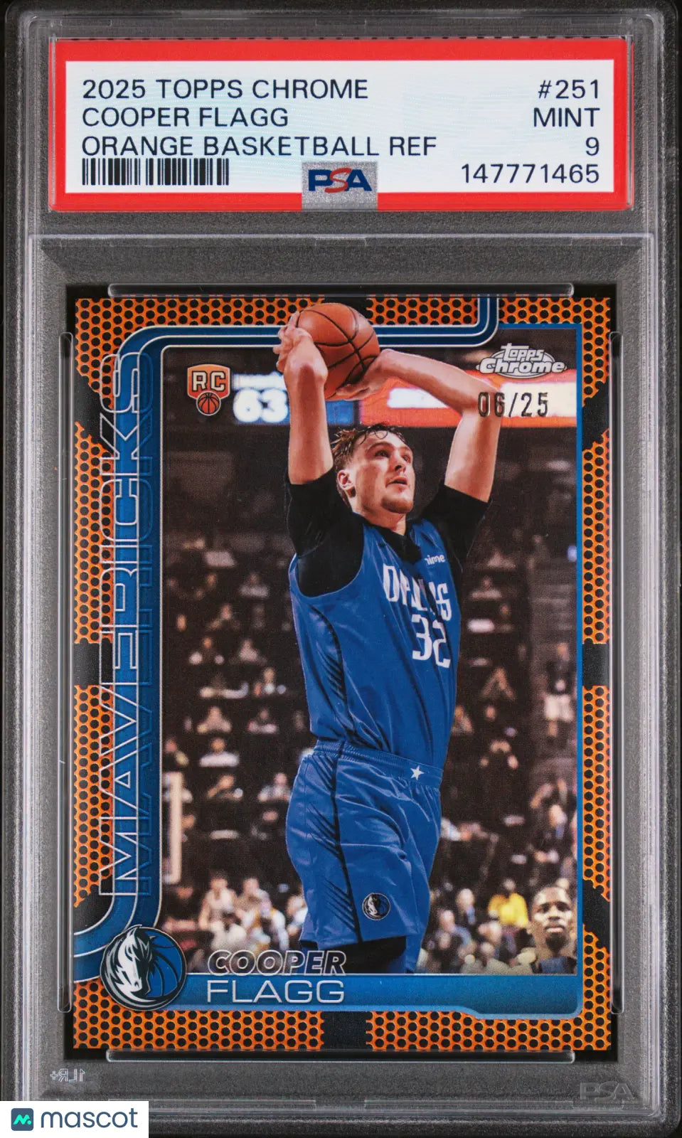 2025 Topps Chrome Cooper Flagg RC Rookie Orange Basketball Refractor /25 PSA 9 