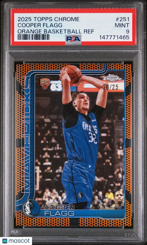 2025 Topps Chrome Cooper Flagg RC Rookie Orange Basketball Refractor /25 PSA 9 