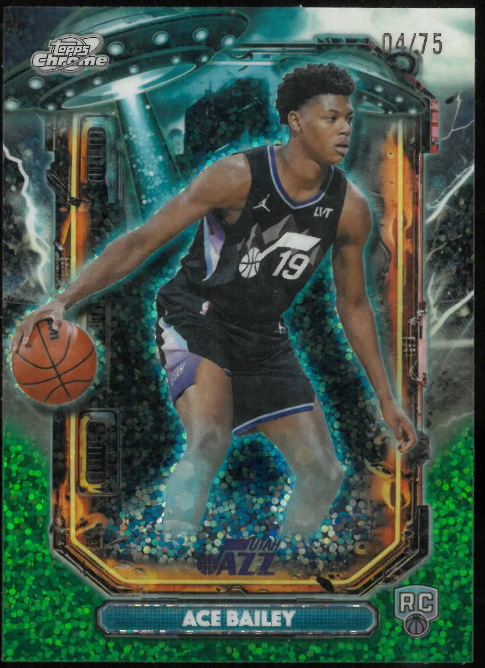 2025 Topps Chrome Cosmic Ace Bailey Extraterrestrial Talent Green Rookie #/75 