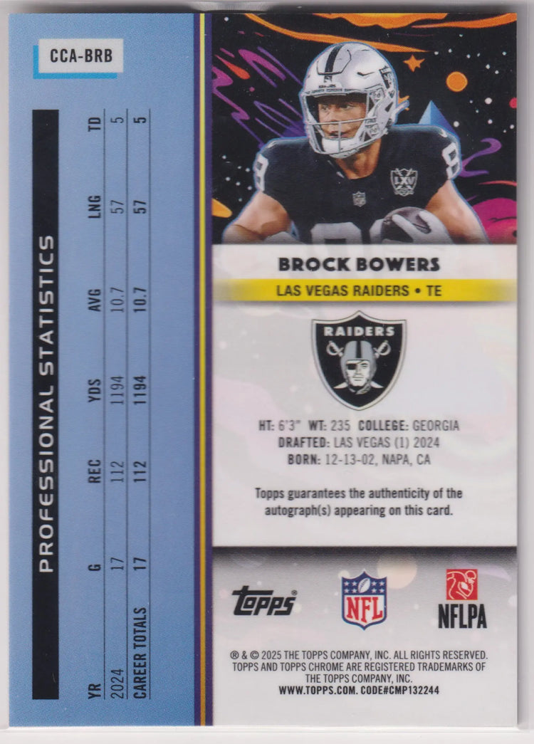 2025 Topps Chrome Cosmic Autograph Brock Bowers Auto Gold Interstellar /50 