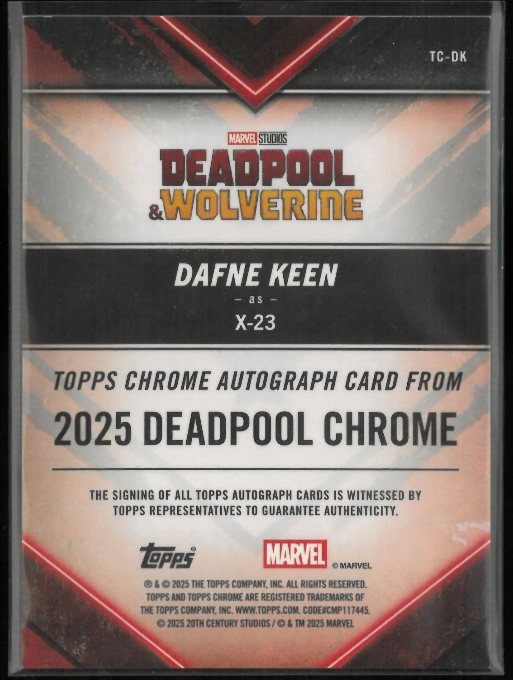 2025 Topps Chrome Deadpool Autograph X-23 Auto Blue Yellow /15 