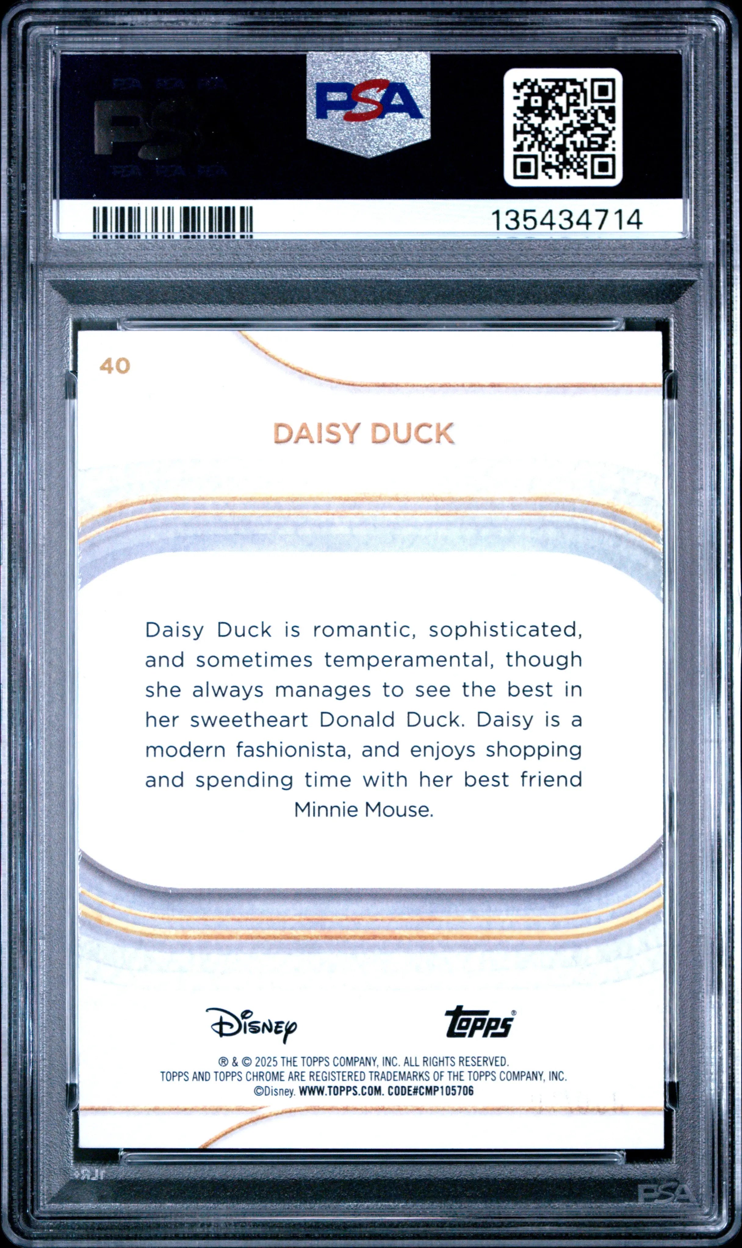 2025 Topps Chrome Disney Daisy Duck Mickey Mouse BW Shimmer #40 PSA 7 /101 