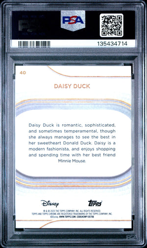 2025 Topps Chrome Disney Daisy Duck Mickey Mouse BW Shimmer #40 PSA 7 /101 