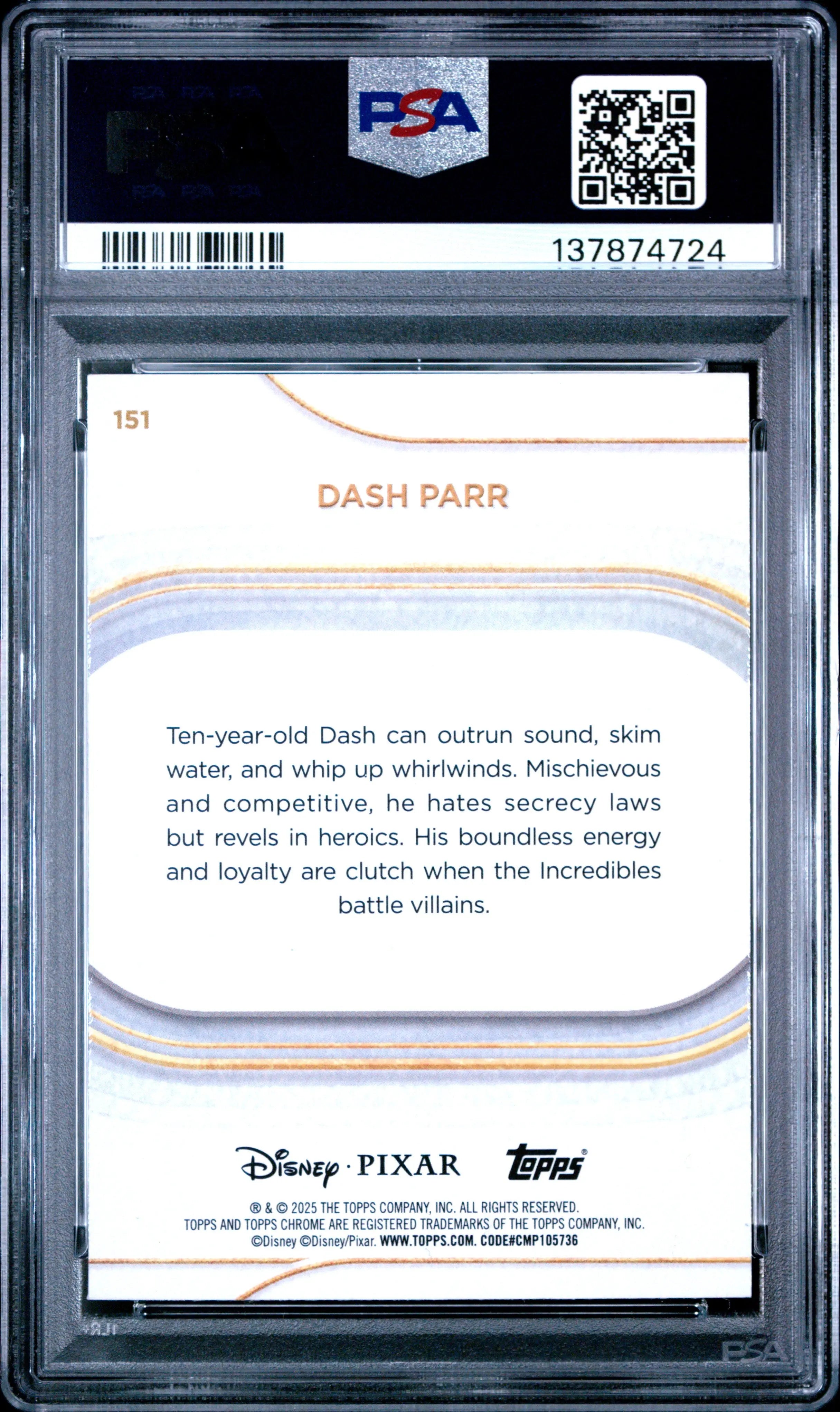 2025 Topps Chrome Disney Dash Parr Mickey Mouse Shimmer PSA 7 /101 